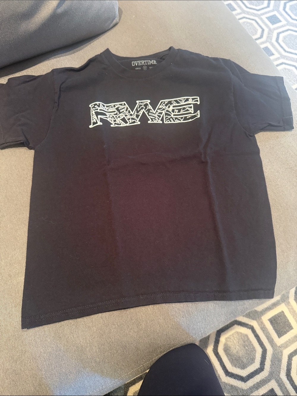 Overtime Kids Black Short Sleeve Tee with Graphic Logo